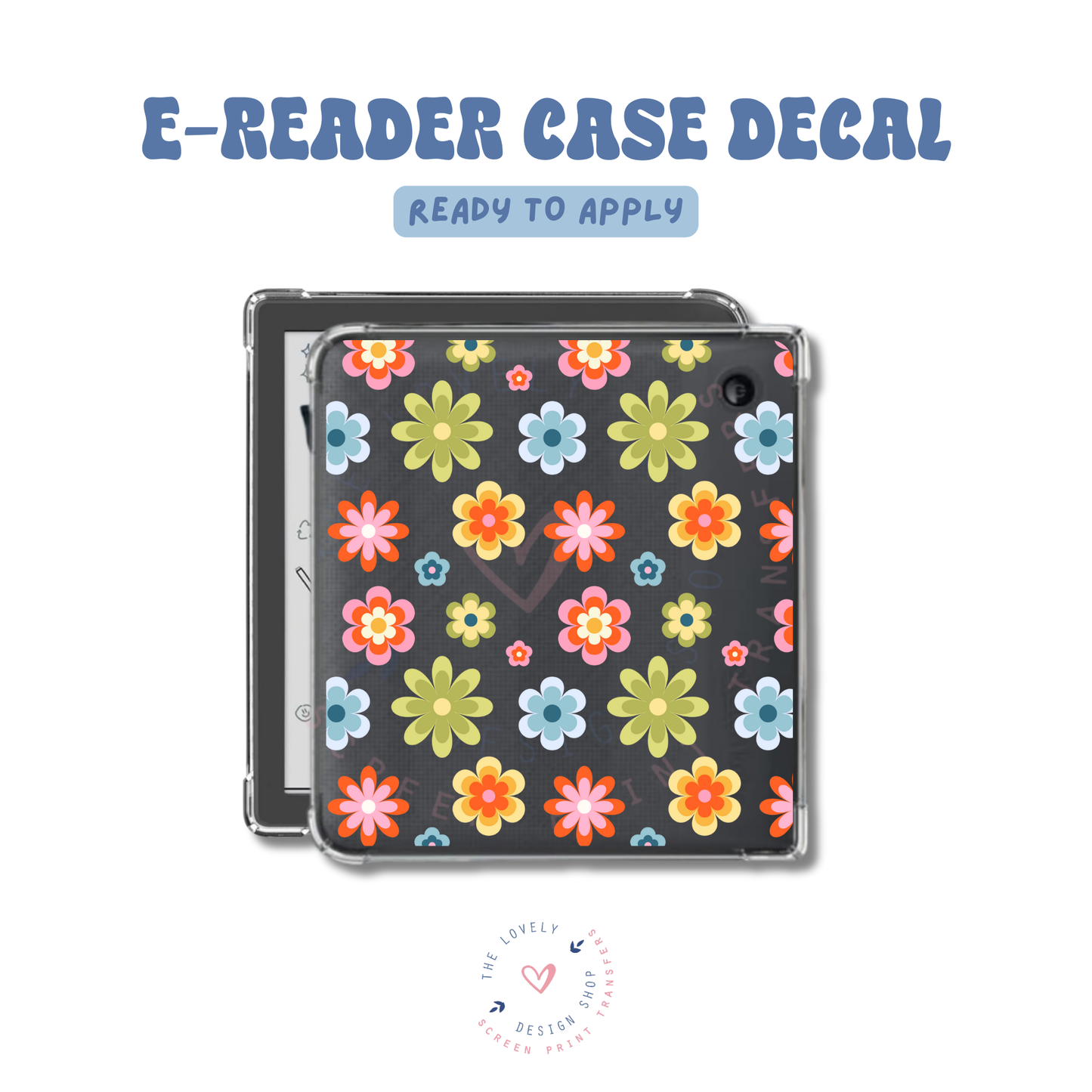 Retro Flowers Greens - UV DTF E-Reader Decal - Feb 12