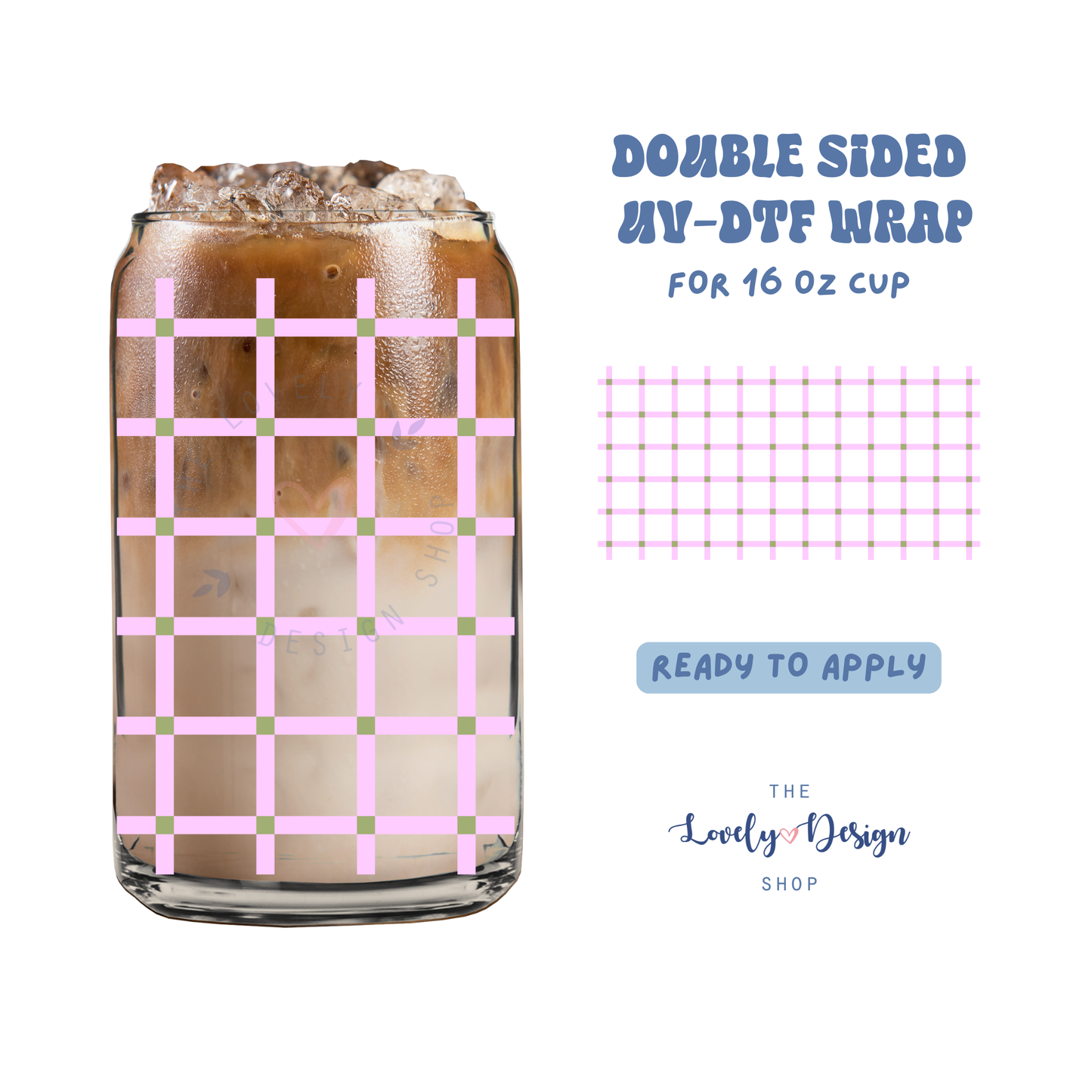 Plaid - UV DTF 16 oz Libbey Cup Wrap - Aug 27