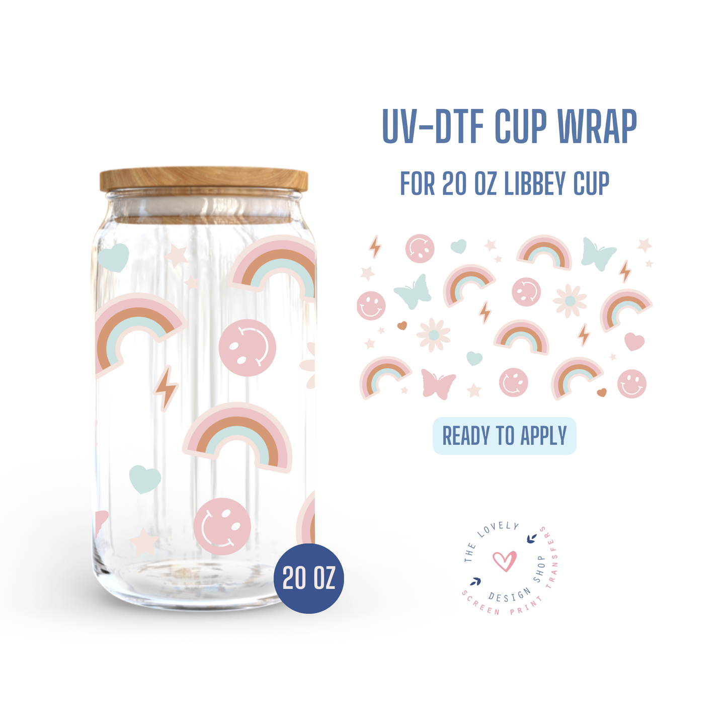 Summer Fun - UV DTF 20 oz Libbey Cup Wrap (Ready to Ship) Jun 24