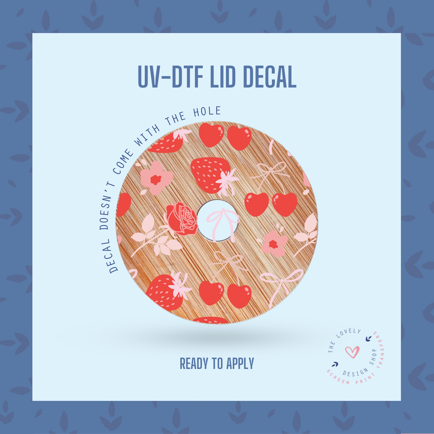 Strawberry Coquette - UV DTF Lid Decal (Ready to Ship) Apr 1