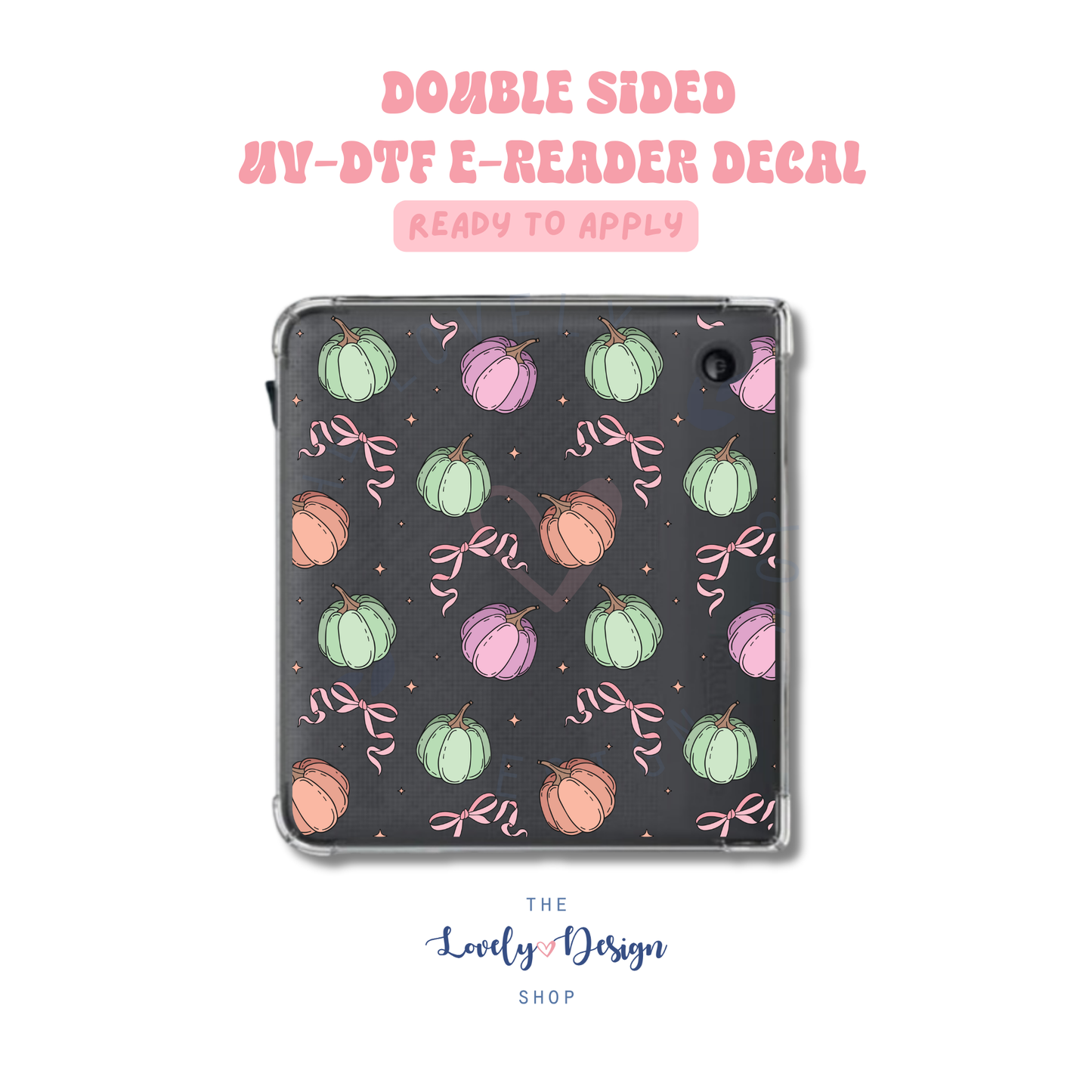 Pastel Pumpkins And Bows - UV DTF E-Reader Decal - Aug 27