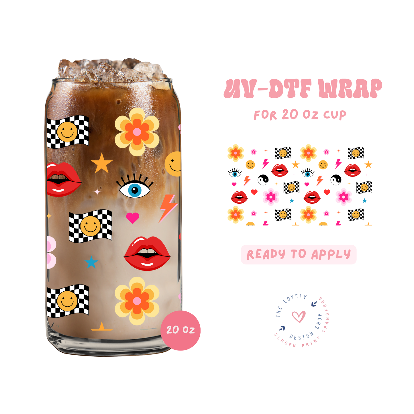 Retro Things - UV DTF 20 oz Libbey Cup Wrap - Feb 24