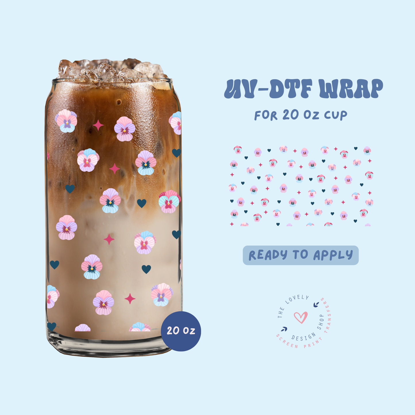 Pansy - UV DTF 20 oz Libbey Cup Wrap - May 2