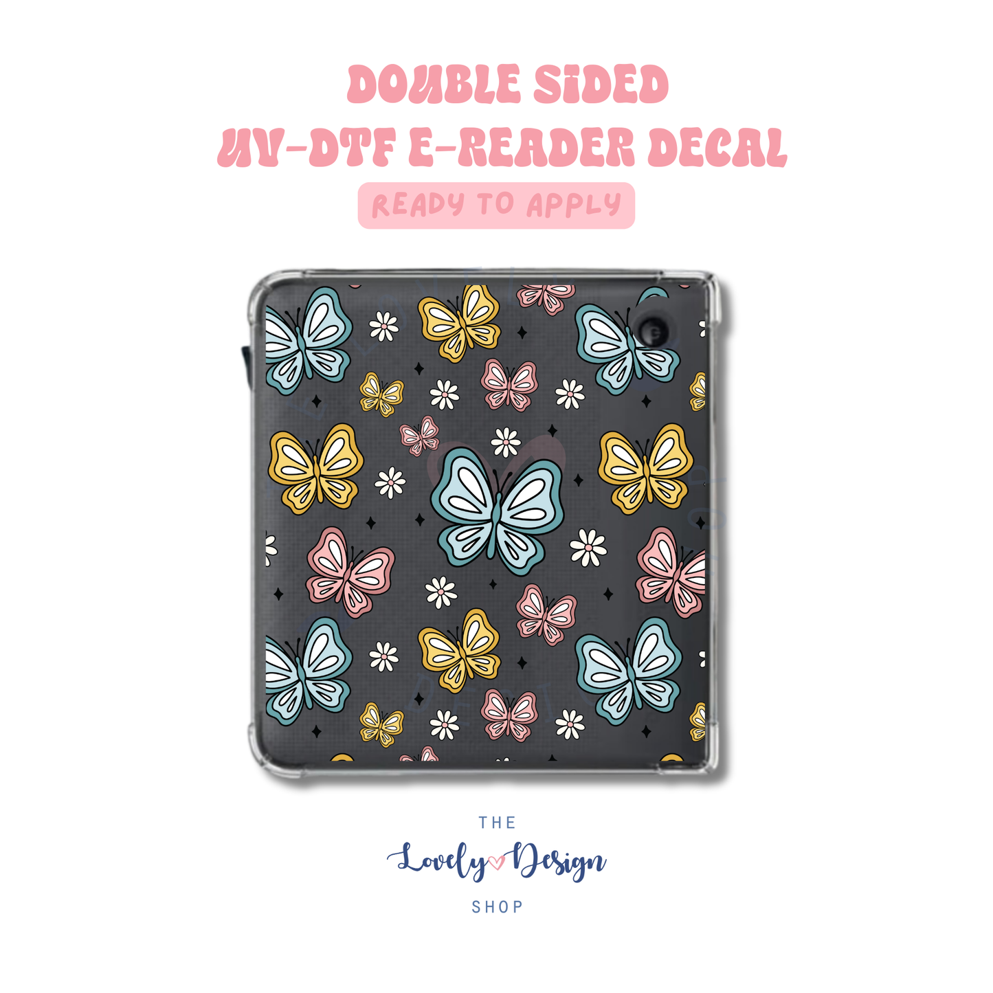 Retro Butterflies - UV DTF E-Reader Decal - Aug 27