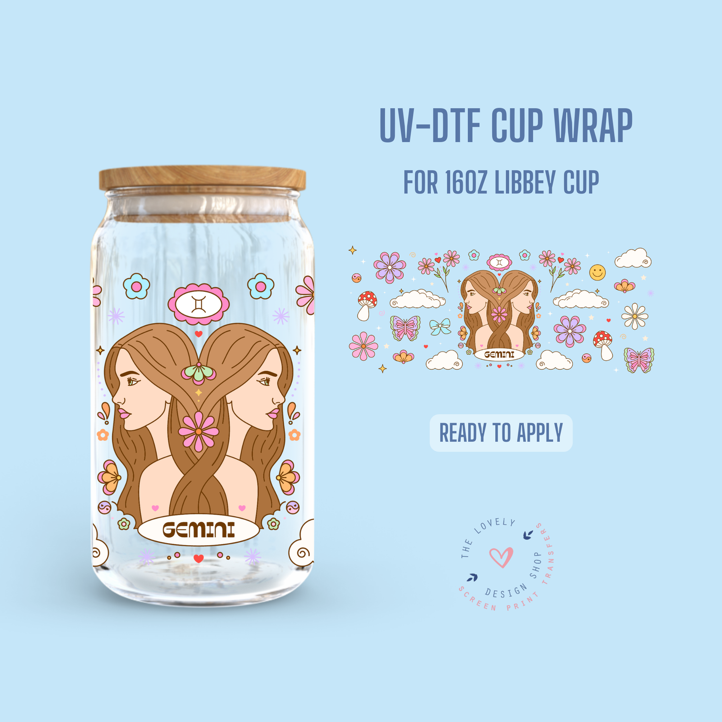Zodiac Signs - UV DTF 16 oz Libbey Cup Wrap Jul 22