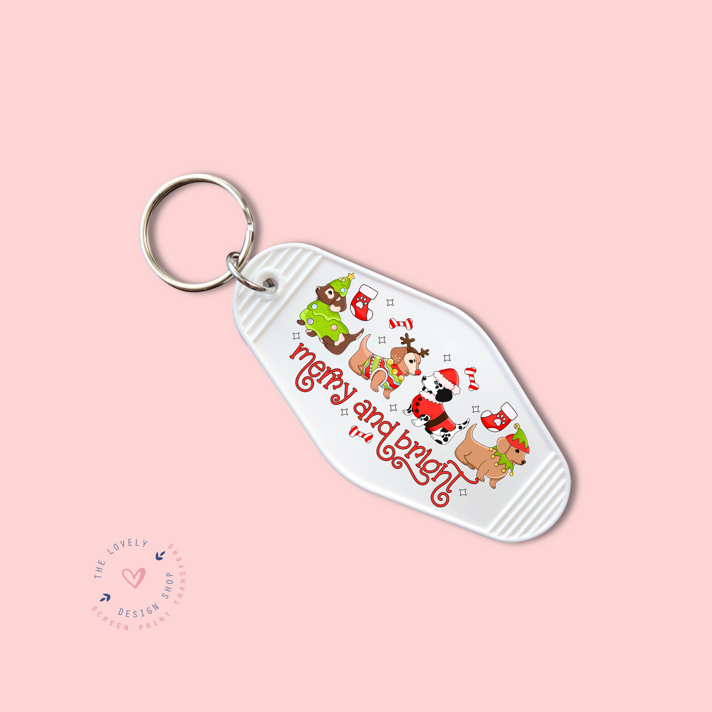 Dogs Merry And Bright- Keychain UV DTF Decal - Oct 8