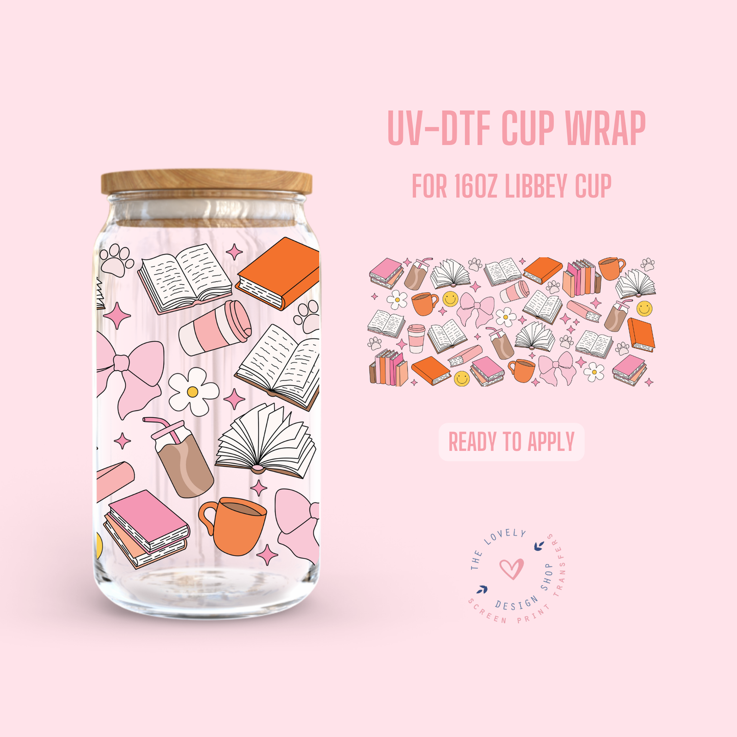 Crazy Books - UV DTF 16 oz Libbey Cup Wrap (Ready to Ship) Jul 15