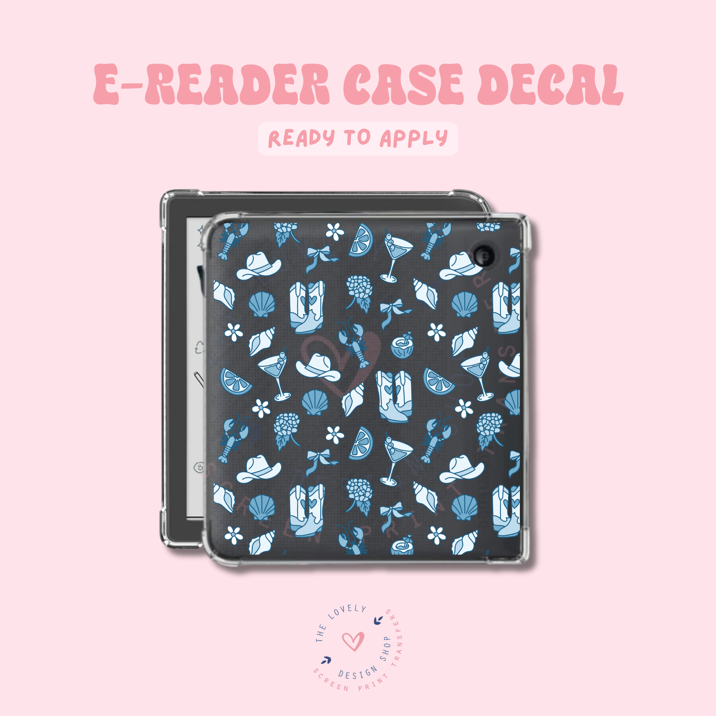 Coastal Blue Cowgirl - UV DTF E-Reader Decal - Apr 23