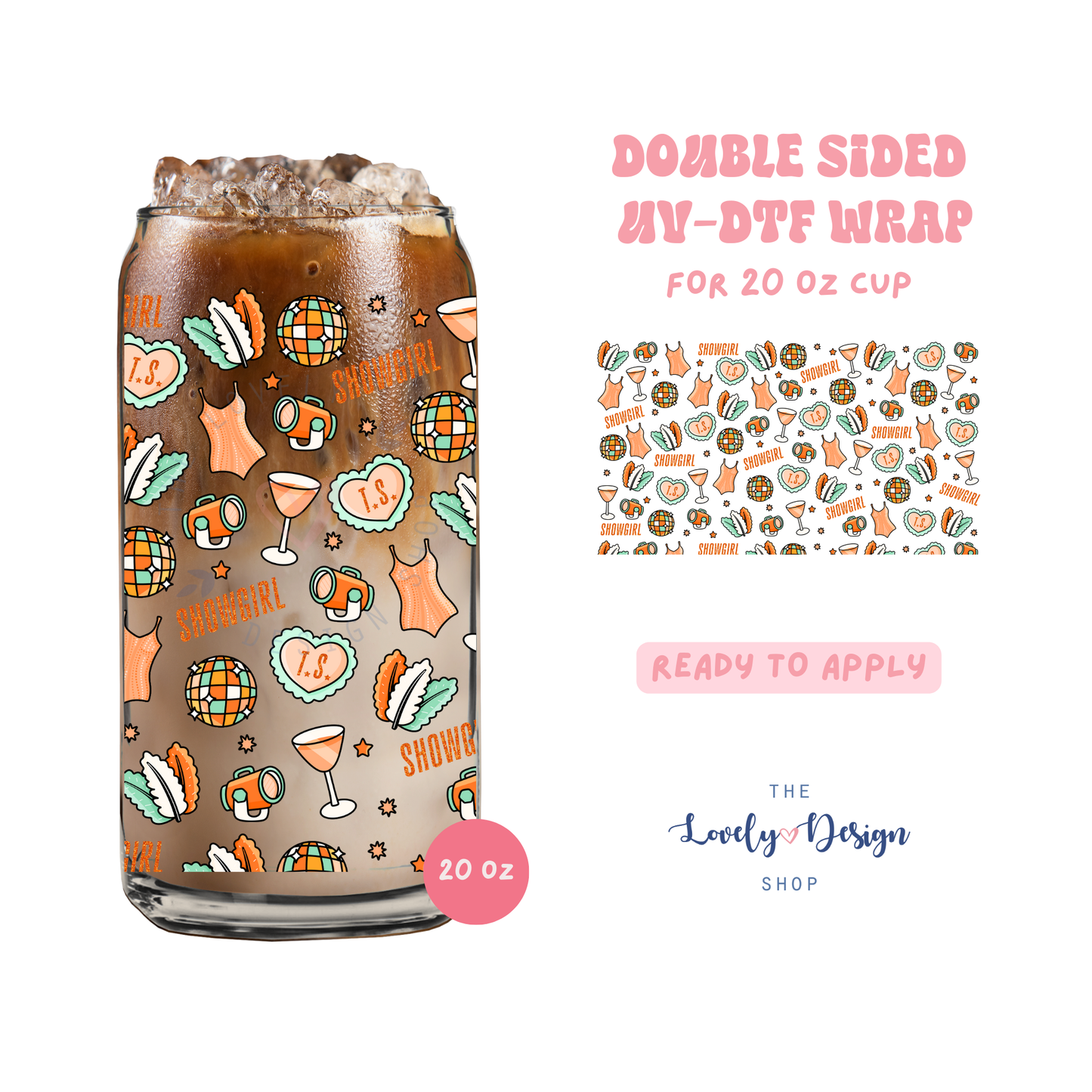 Showgirl Era - UV DTF 20 oz Libbey Cup Wrap - Aug 8