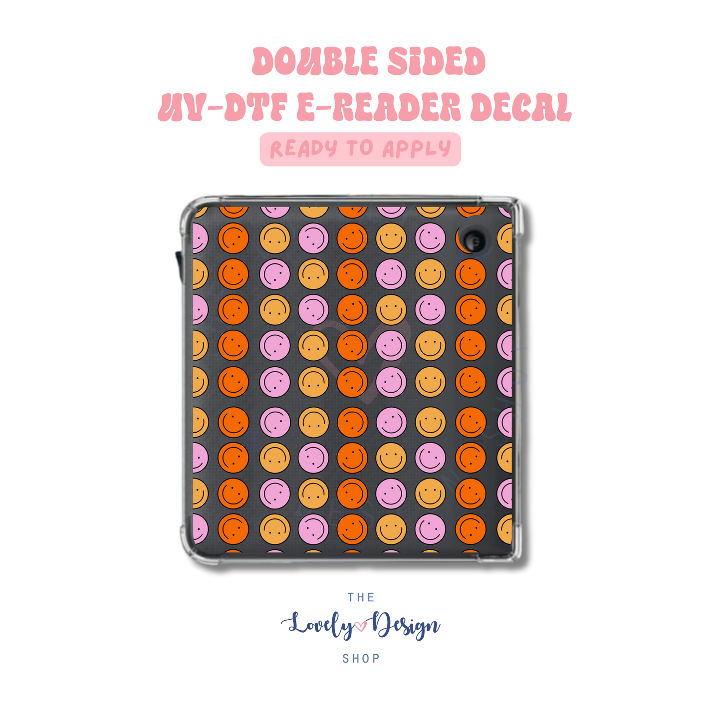 Retro Happy Faces - UV DTF E-Reader Decal - Aug 27