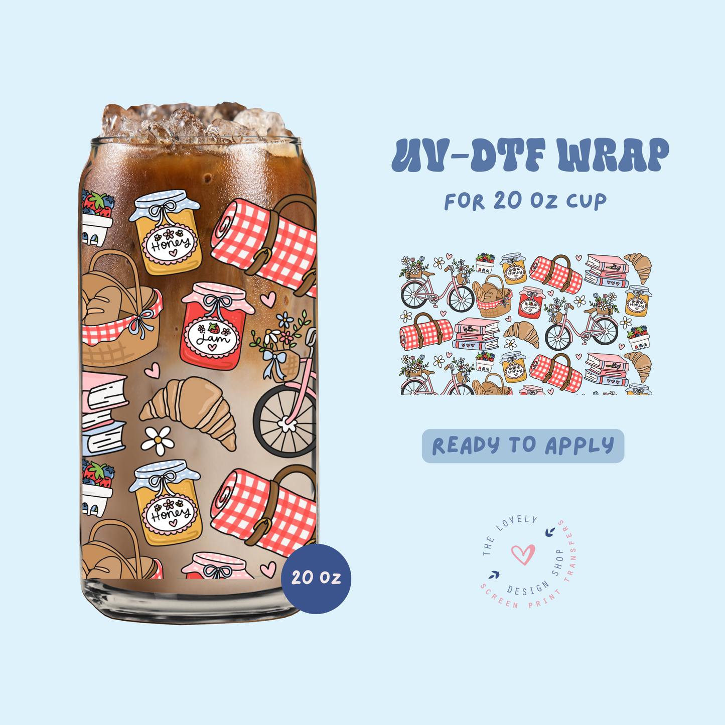 Spring Picnic - UV DTF 20 oz Libbey Cup Wrap - Jan 27