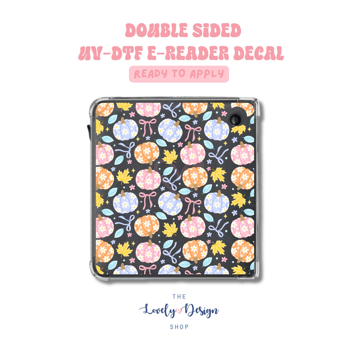 Whimsical Pastel Pumpkins - UV DTF E-Reader Decal - Aug 27