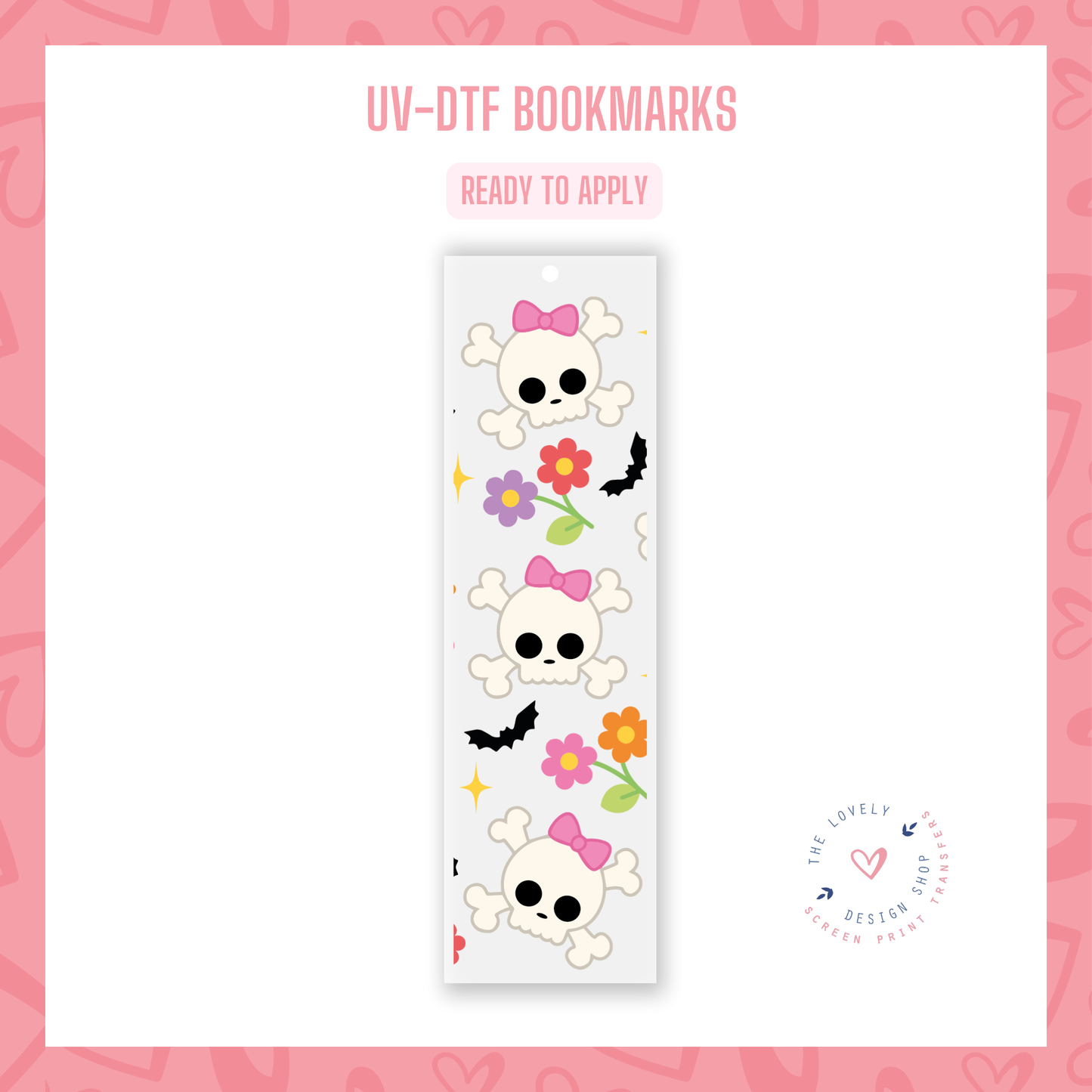 Cute Coquette Skeletons - UV DTF Bookmark Decal (Ready to Ship) Jun 10
