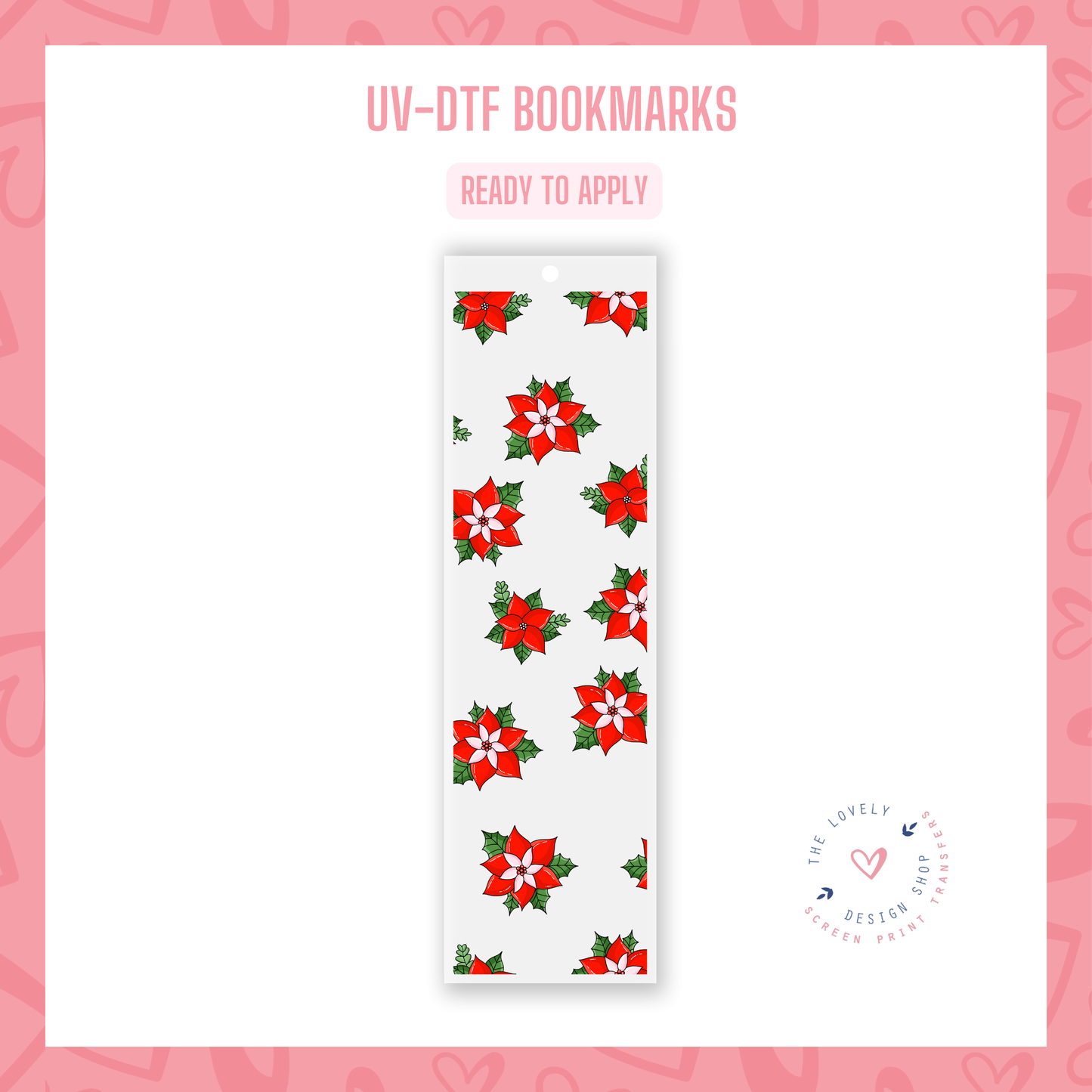 Cute Poinsettias - UV DTF Bookmark Decal - Oct 21