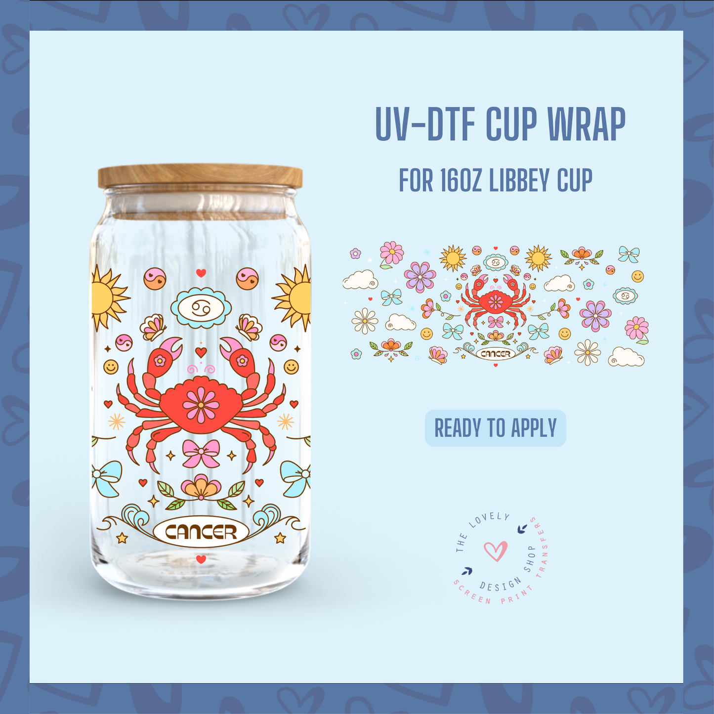 Zodiac Signs - UV DTF 16 oz Libbey Cup Wrap Jul 22
