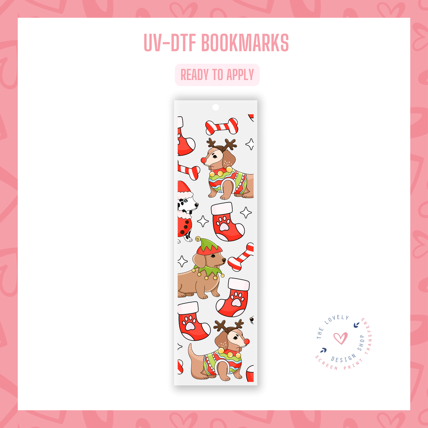 Dogs Merry And Bright - UV DTF Bookmark Decal - Oct 8