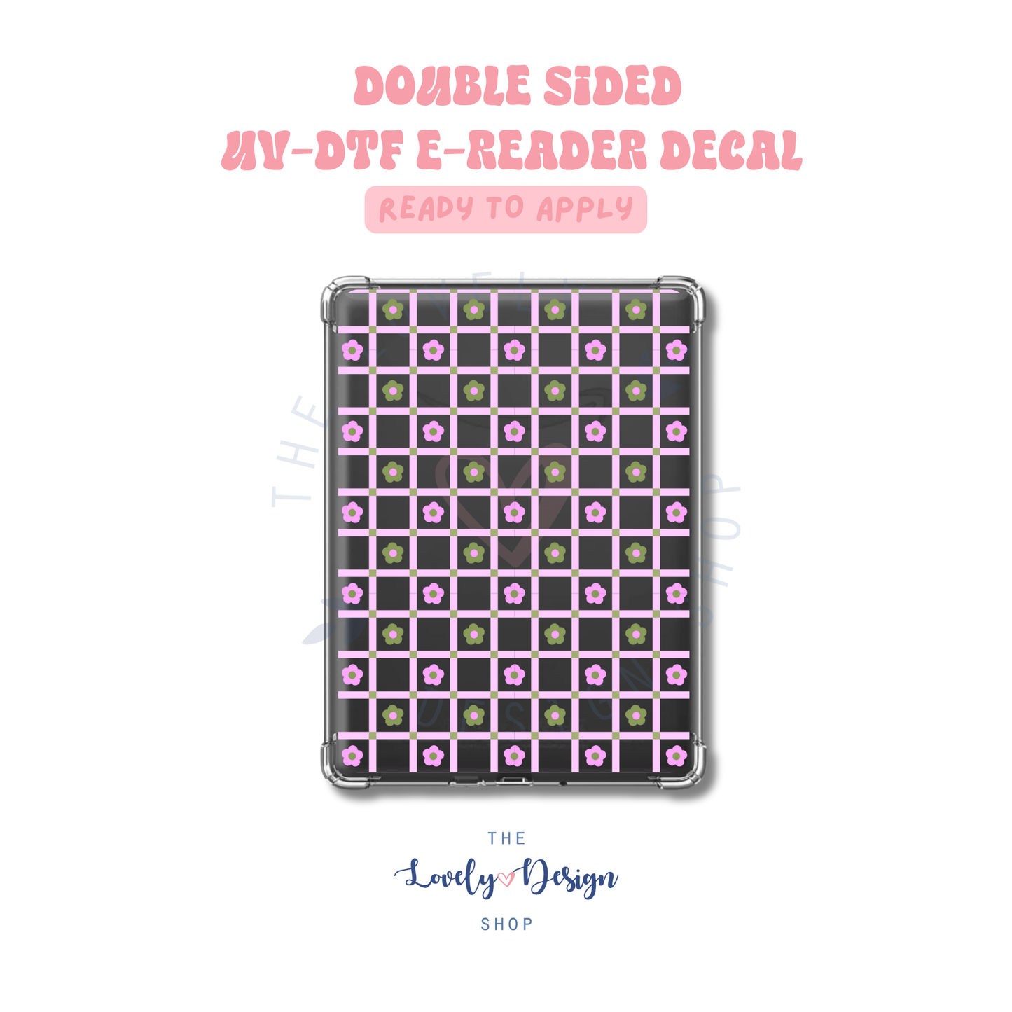 Plaid Daisies - UV DTF E-Reader Decal - Aug 27