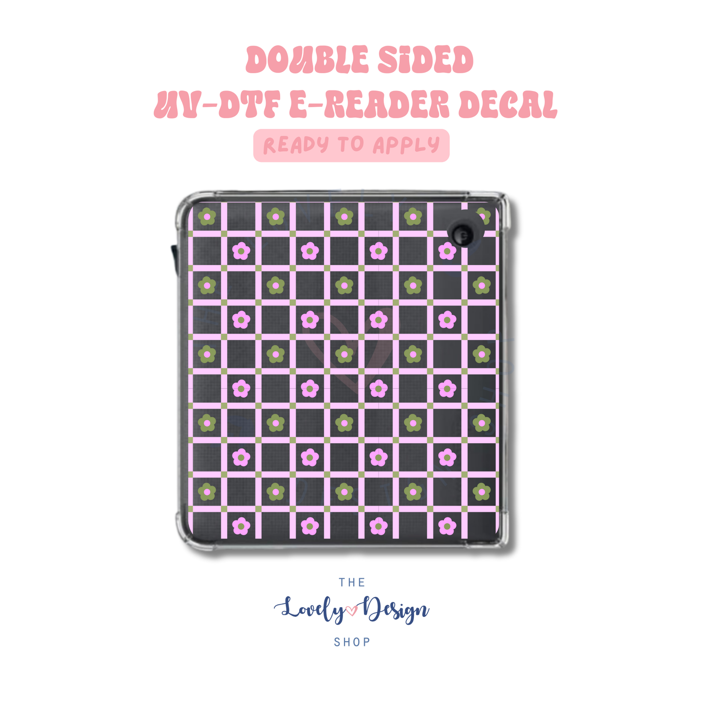 Plaid Daisies - UV DTF E-Reader Decal - Aug 27