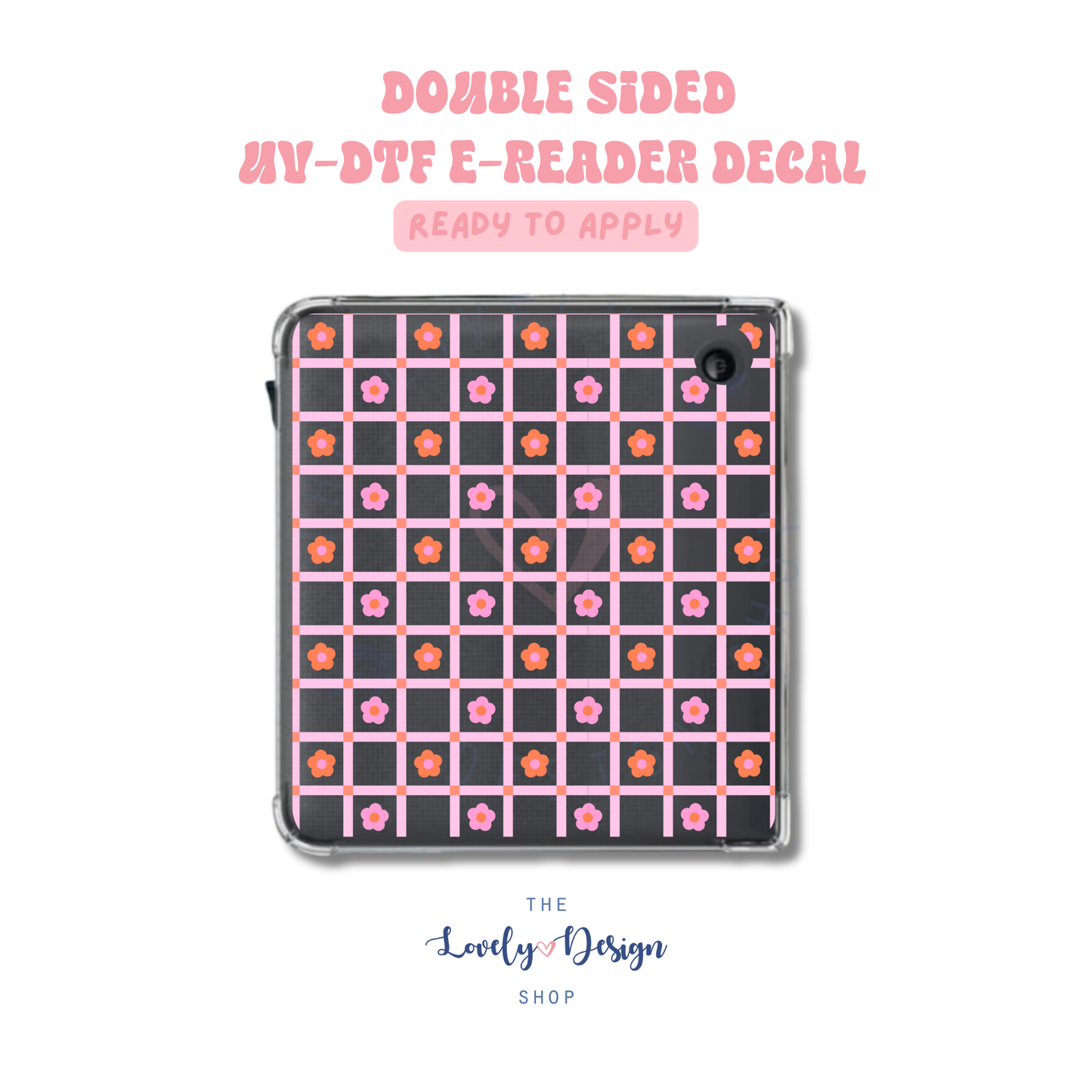 Plaid Daisies - UV DTF E-Reader Decal - Aug 27