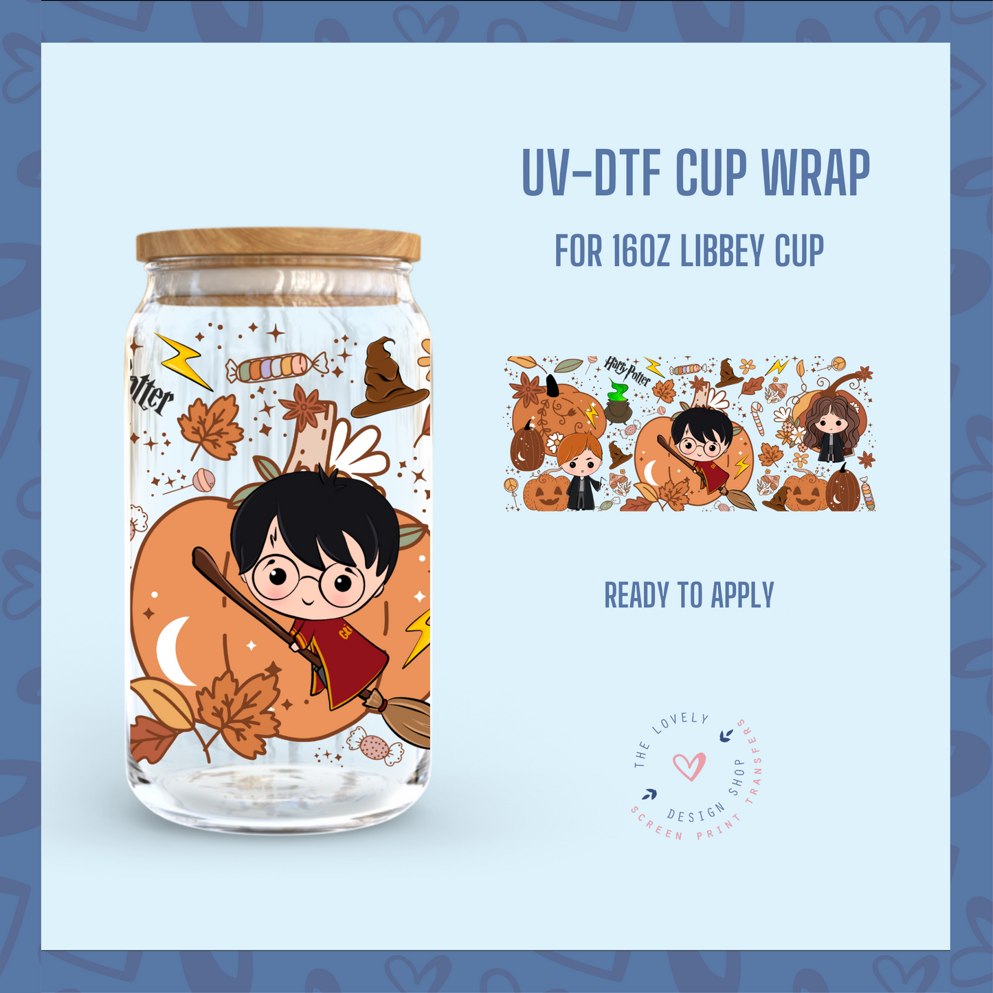 Halloween Wizard Kids - UV DTF 16 oz Libbey Cup Wrap (Ready to Ship)