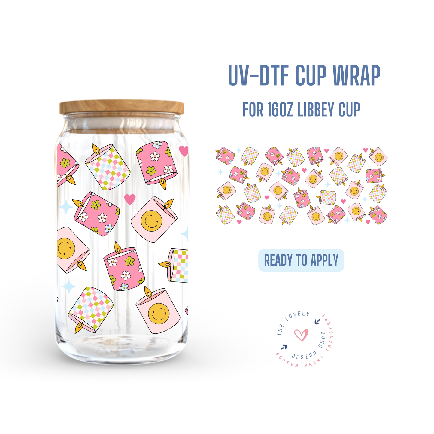 Happy Candles - UV DTF 16 oz Libbey Cup Wrap Jul 29