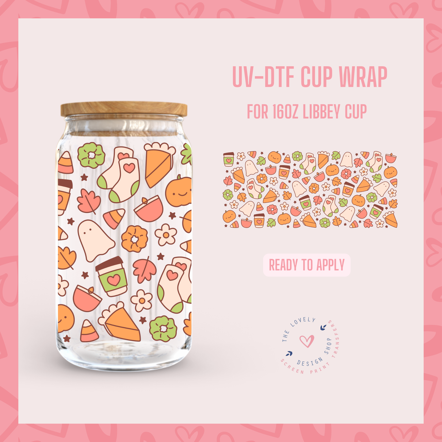 Cozy Halloween - UV DTF 16 oz Libbey Cup Wrap - Aug 19