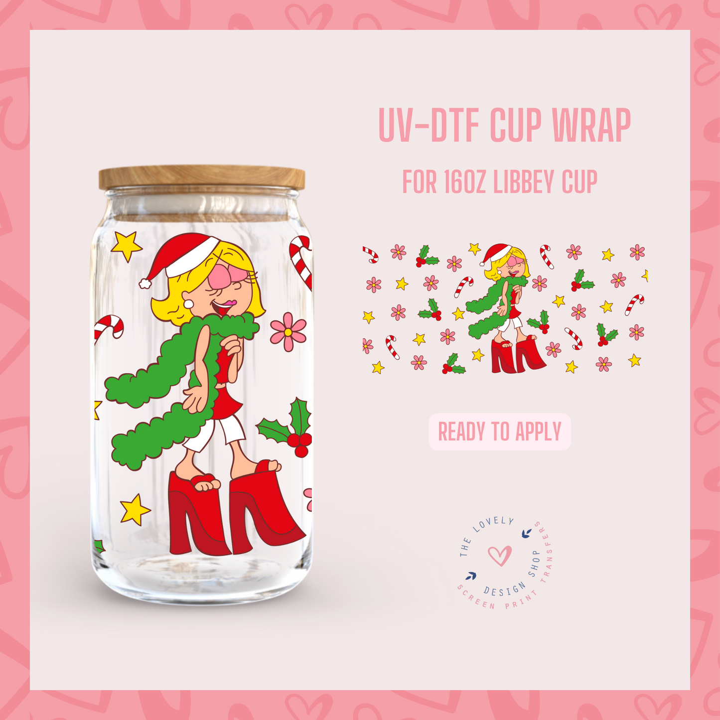 Fancy Liz Christmas - UV DTF 16 oz Libbey Cup Wrap - Sep 23