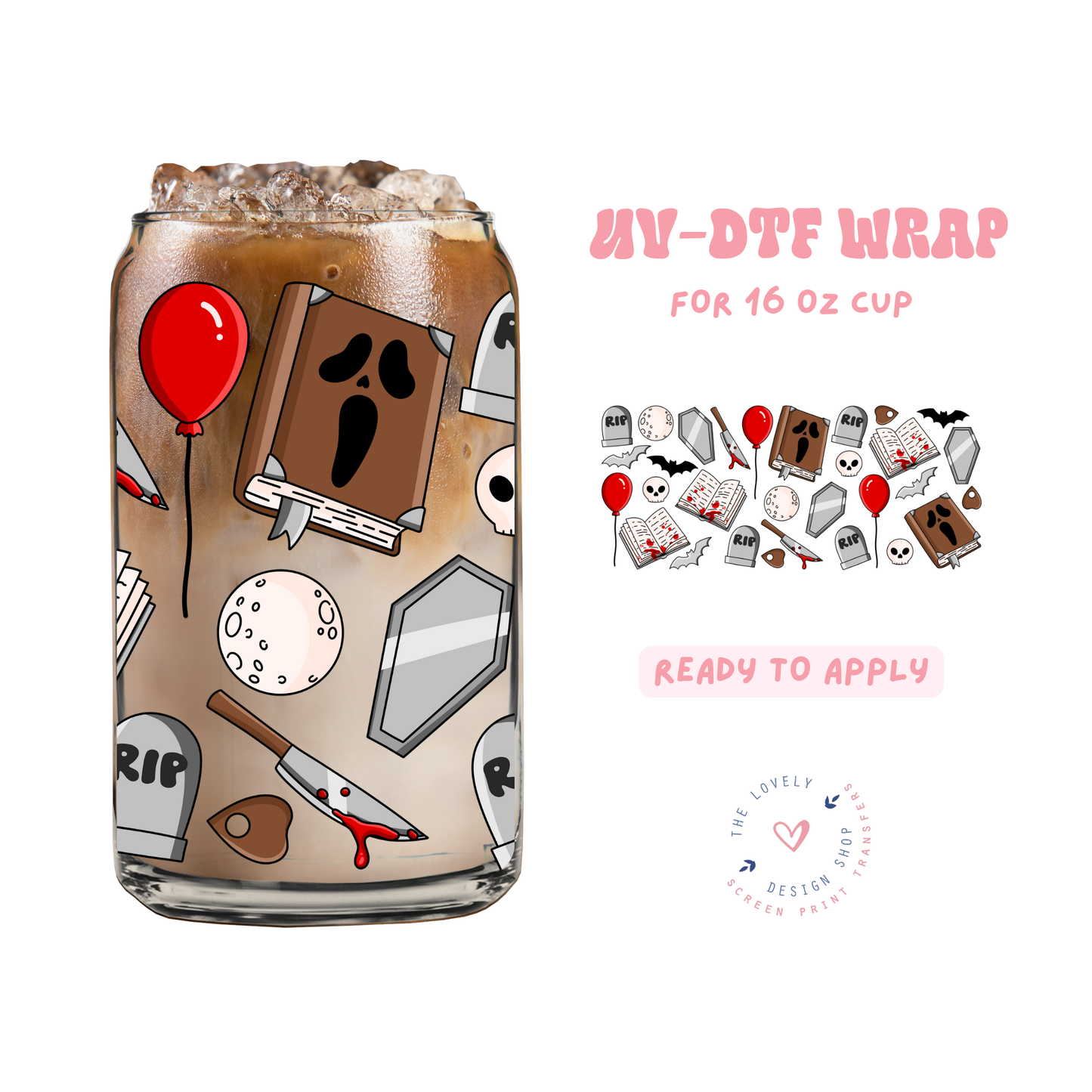 Horror - UV DTF 16 oz Libbey Cup Wrap - Jun 11