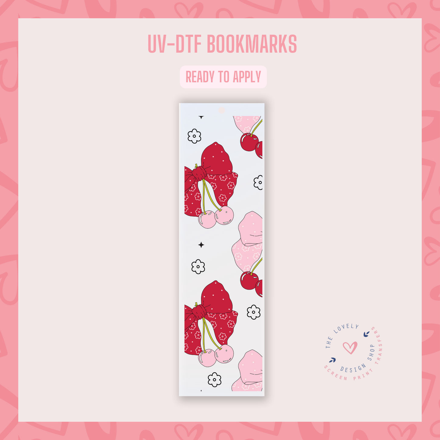 Red And Pink Bows - UV DTF Bookmark Decal (Ready to Ship) Apr 1