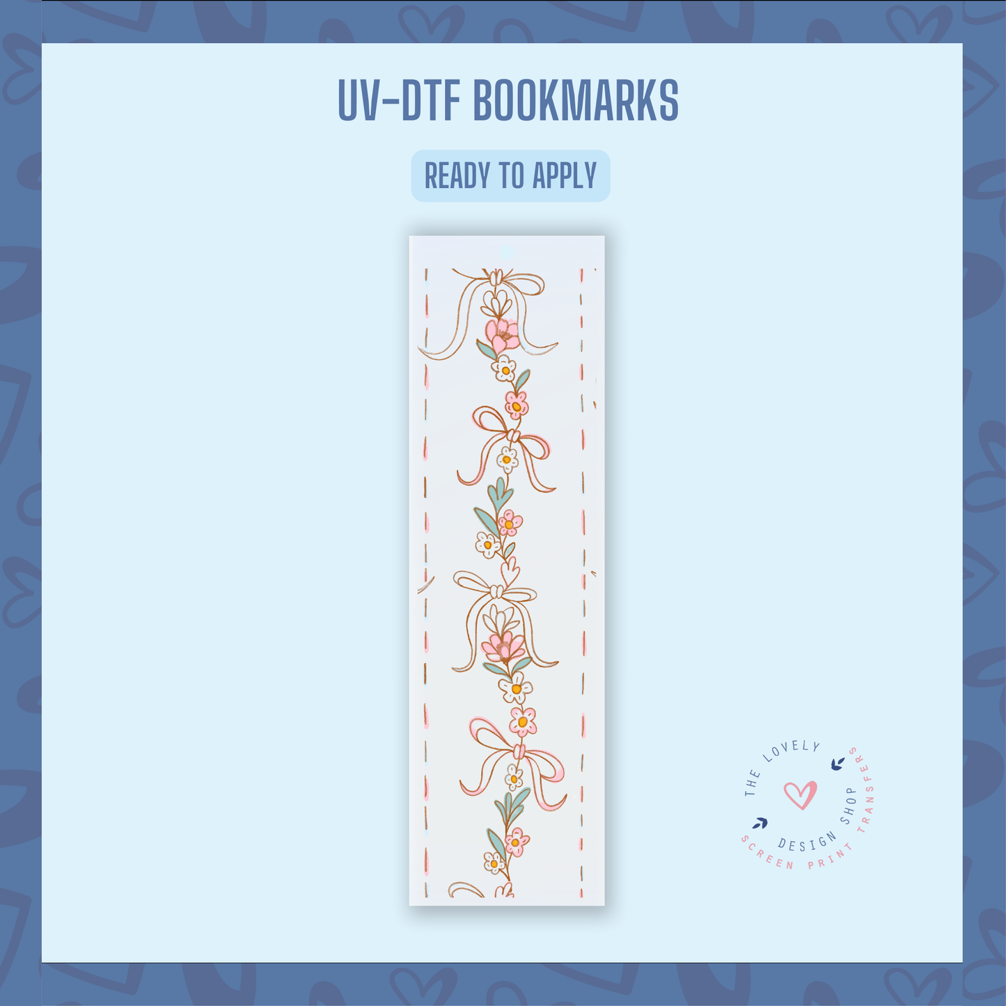 Vertical Spring Floral Garland With Bows - UV DTF Bookmark Decal - Jan 20