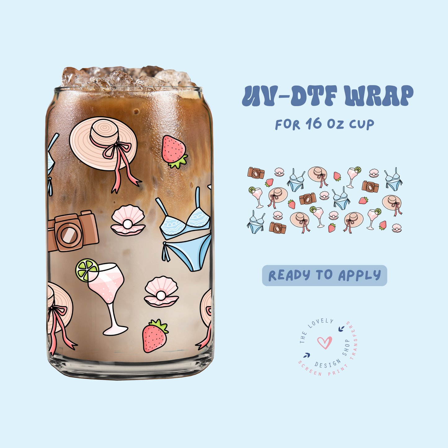 Soft Summer - UV DTF 16 oz Libbey Cup Wrap - Jun 11