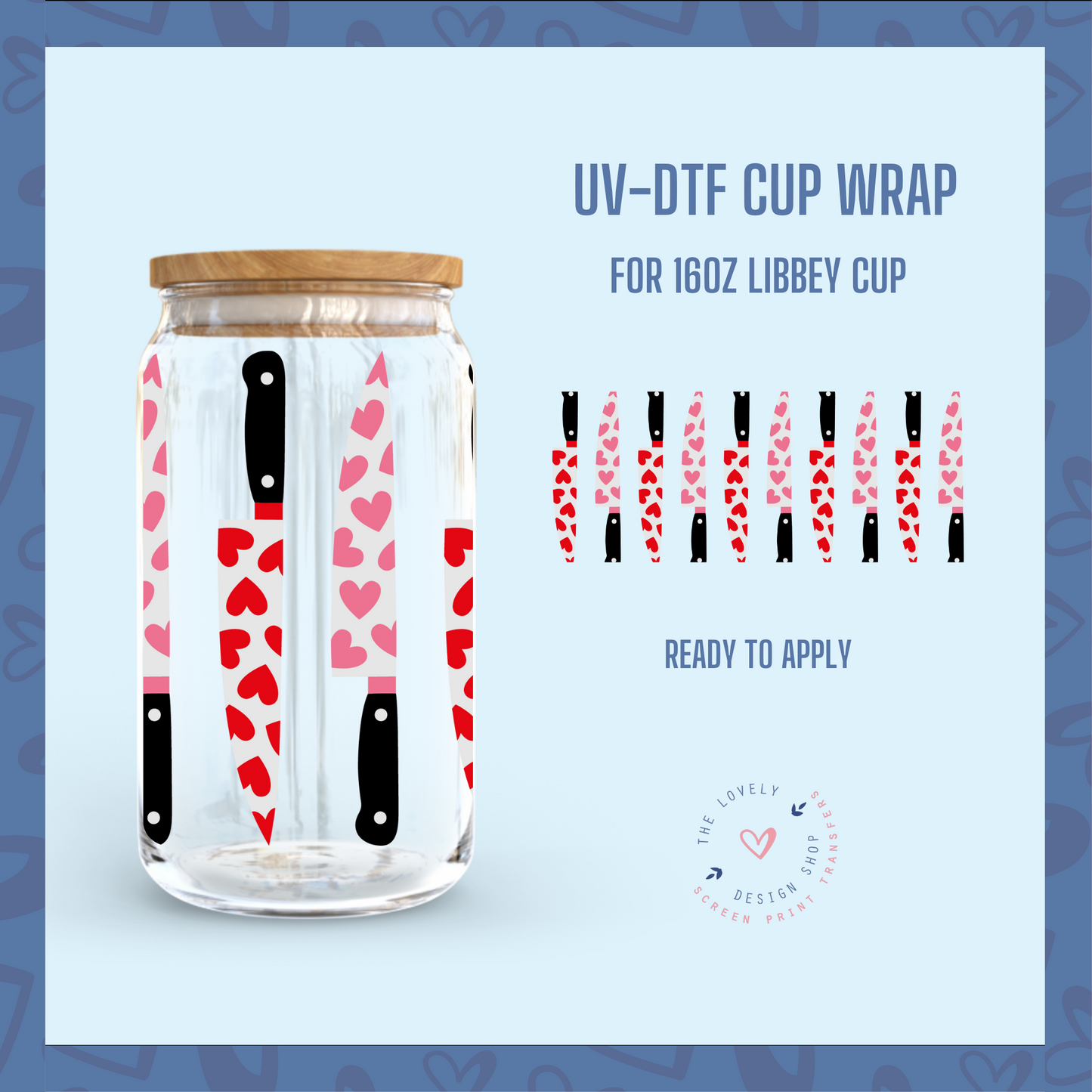 Knifes - UV DTF 16 oz Libbey Cup Wrap (Ready to Ship)