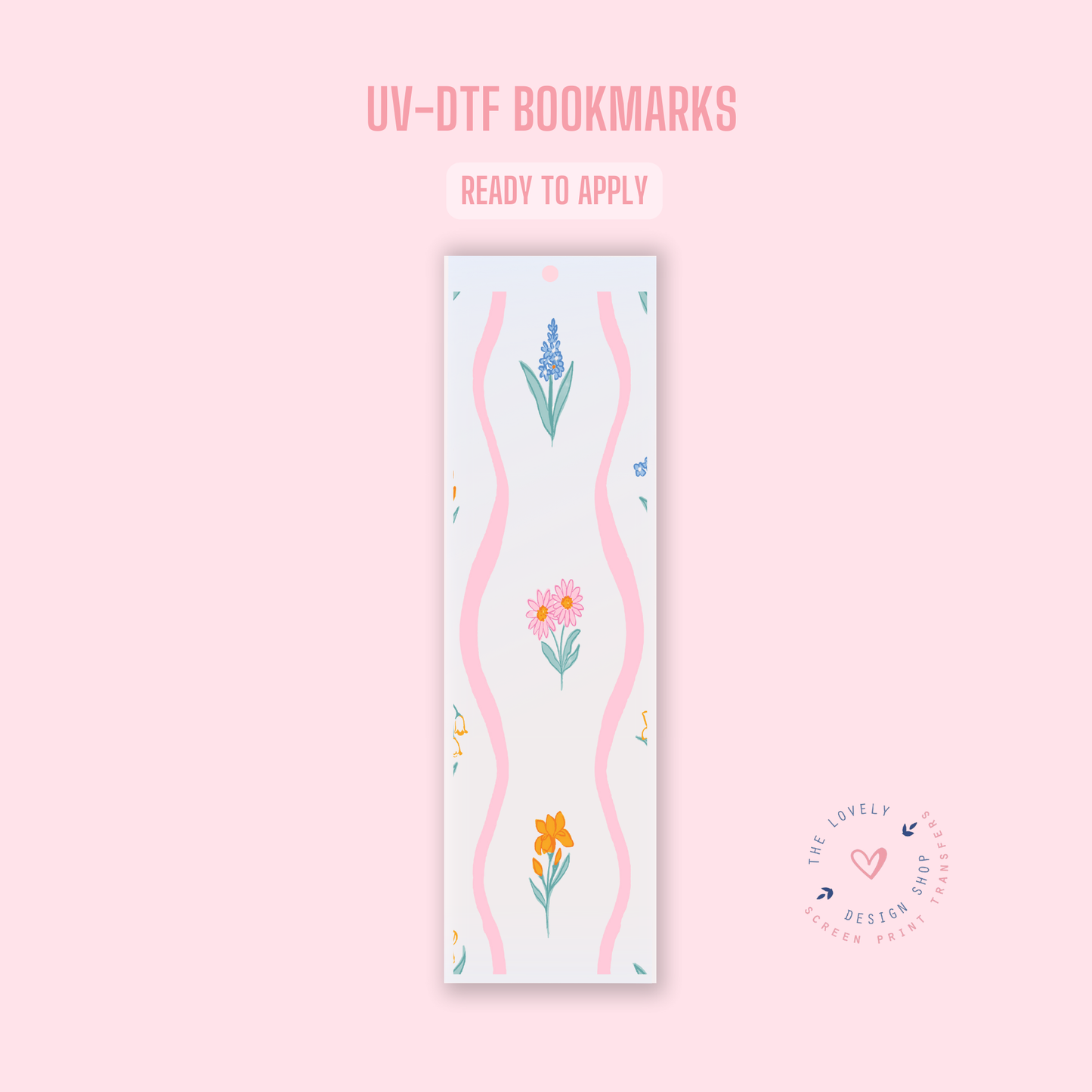 Wavy Vertical Flowers Stripes - UV DTF Bookmark Decal - Jan 20