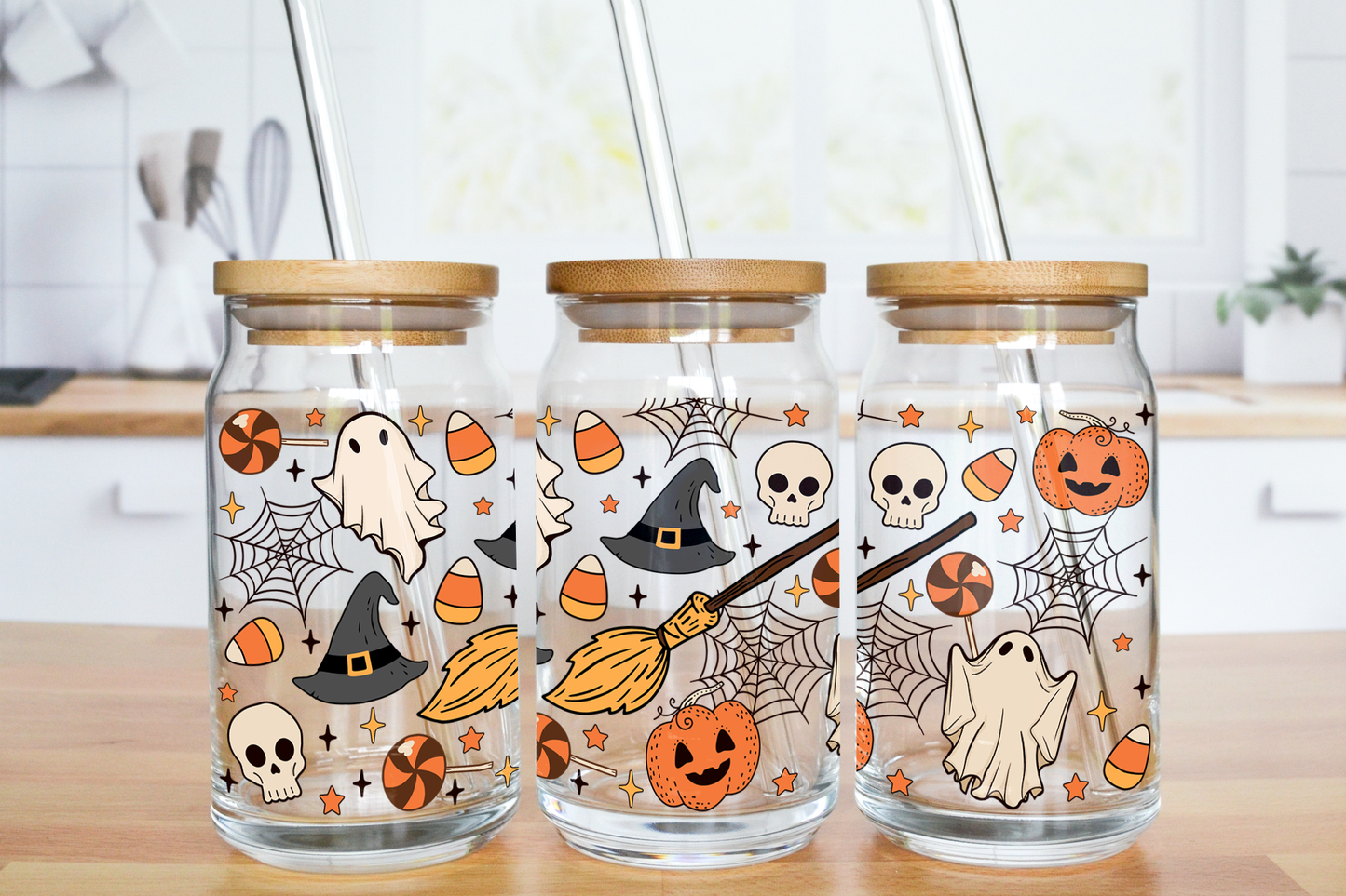 All Halloween Vibes - UV DTF 16 oz Libbey Cup Wrap (Ready to Ship)