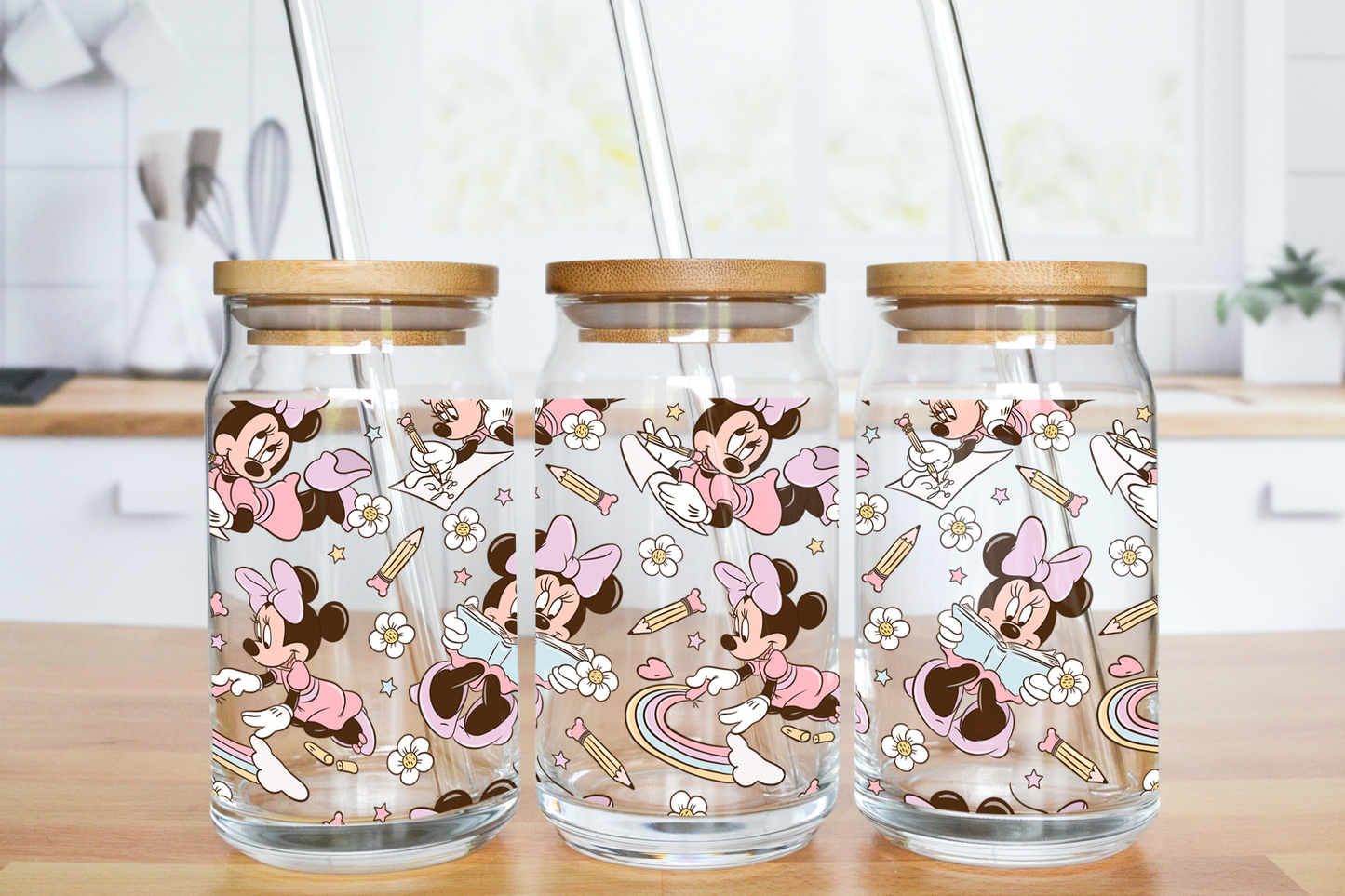 Back To School Girl - UV DTF 16 oz Libbey Cup Wrap (Ready to Ship)