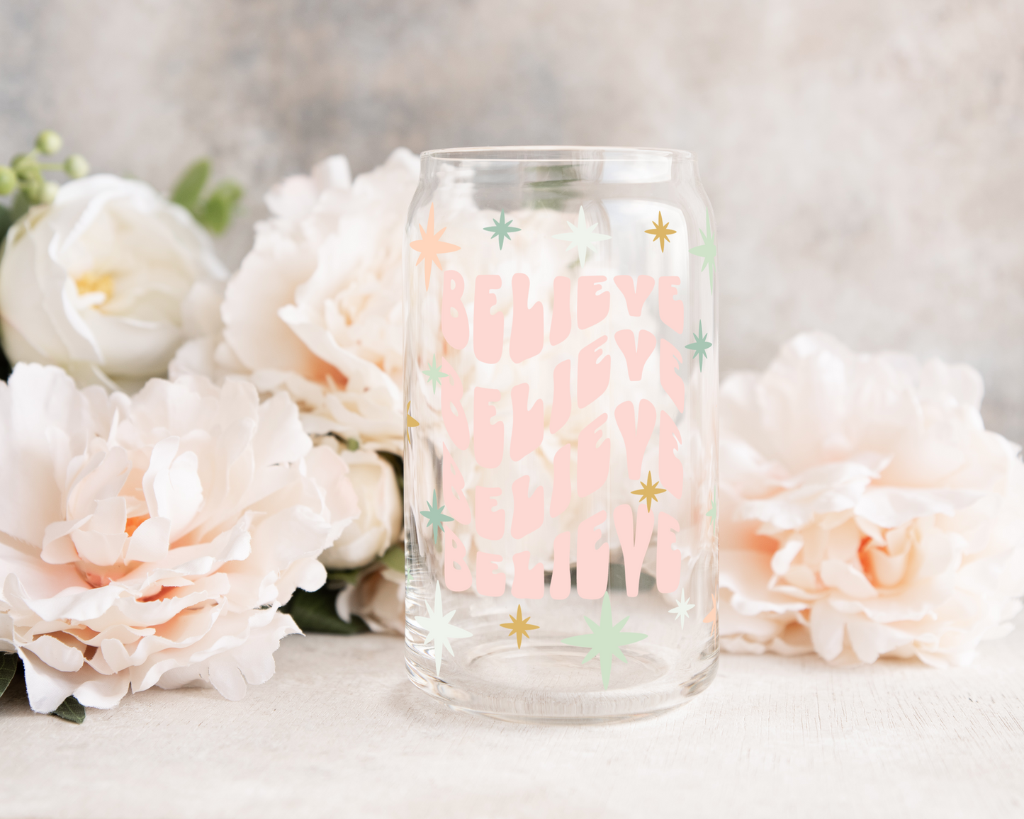 Believe - UV DTF 16 oz Libbey Cup Wrap (Ready to Ship)