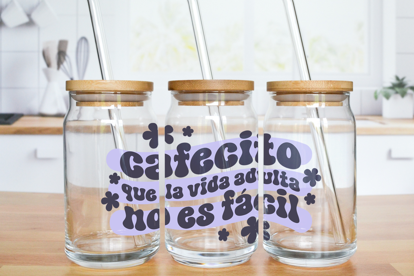 Cafecito que la Vida adulta no es Facil - UV DTF Cup Decal (Ready to Ship)