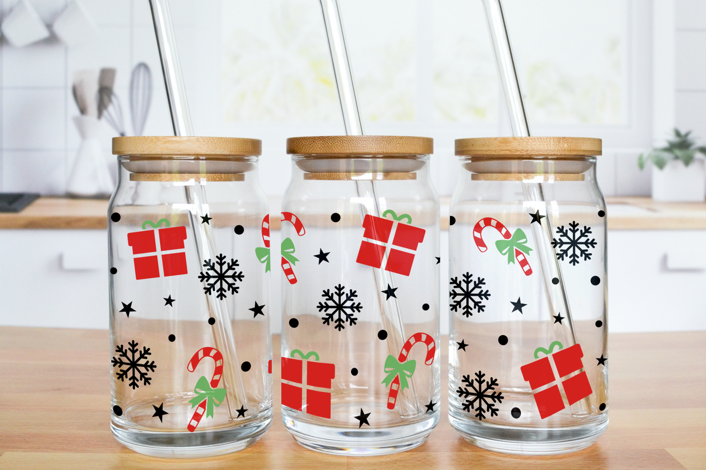 Christmas Gifts - UV DTF 16 oz Libbey Cup Wrap (Ready to Ship)