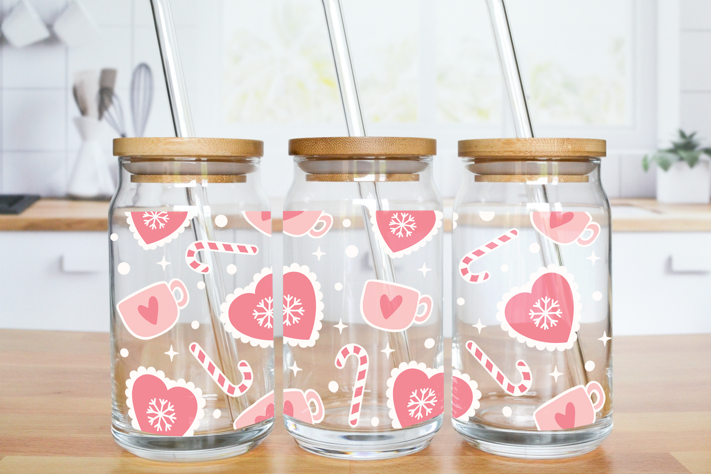 Christmas Love - UV DTF 20 oz Libbey Cup Wrap (Ready to Ship)