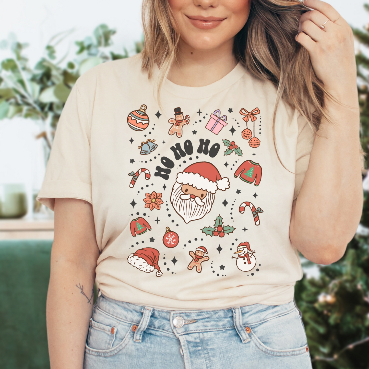 Christmas Santa Doodles - FULL COLOR DTF TRANSFER (Ready to Ship)