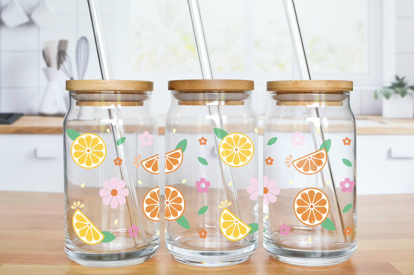 Citrus Fruits - UV DTF 16 oz Libbey Cup Wrap (Ready to Ship)