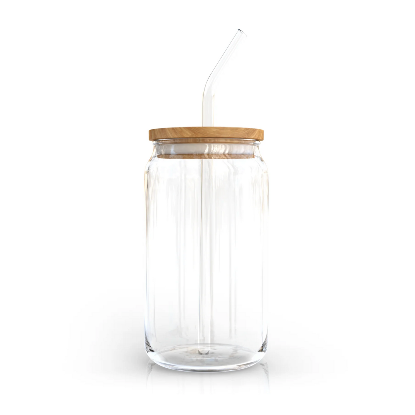 Can Glass W/Lid and Glass Straw (BLANK)