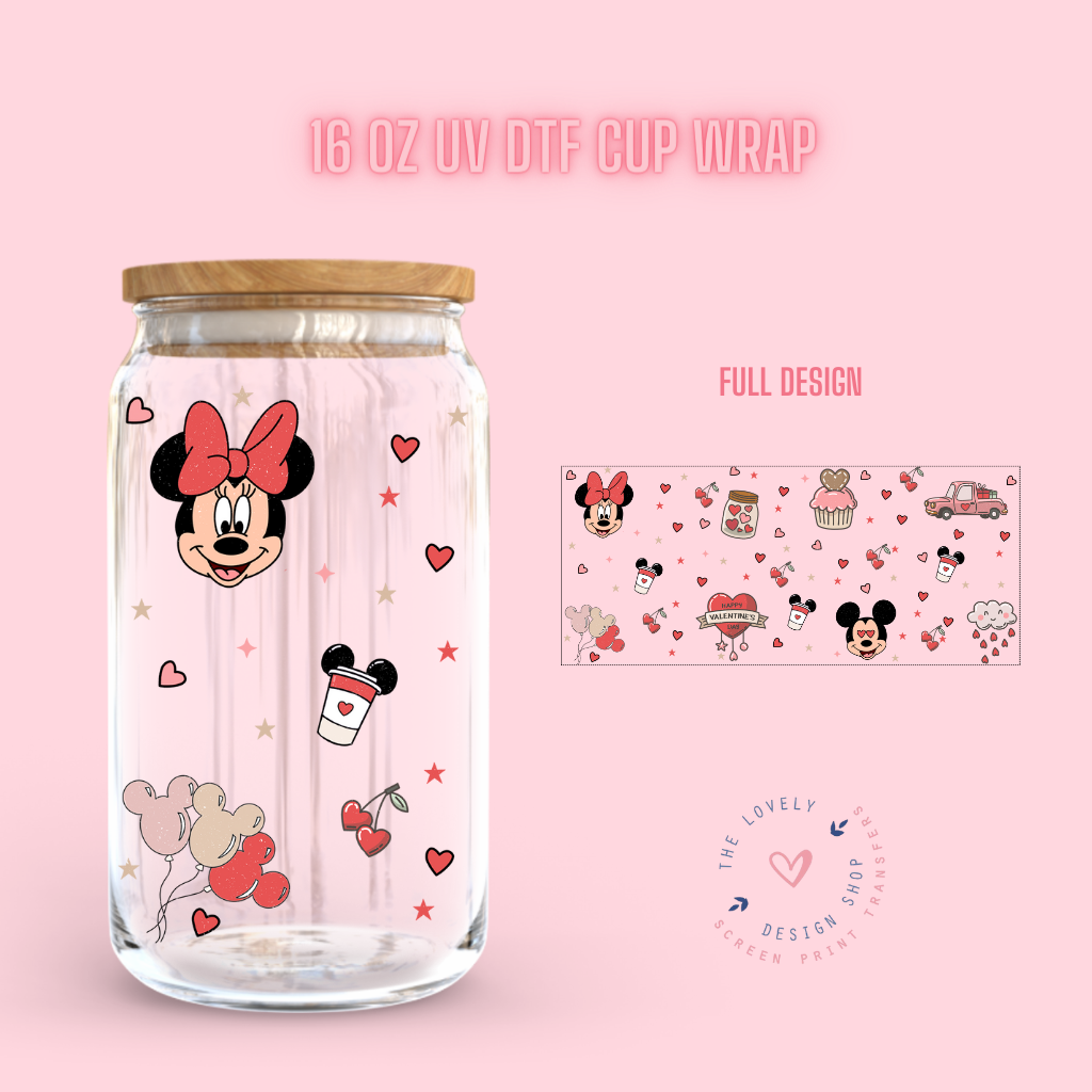 Cute Mouse Valentines - UV DTF 16 oz Libbey Cup Wrap (Ready to Ship)