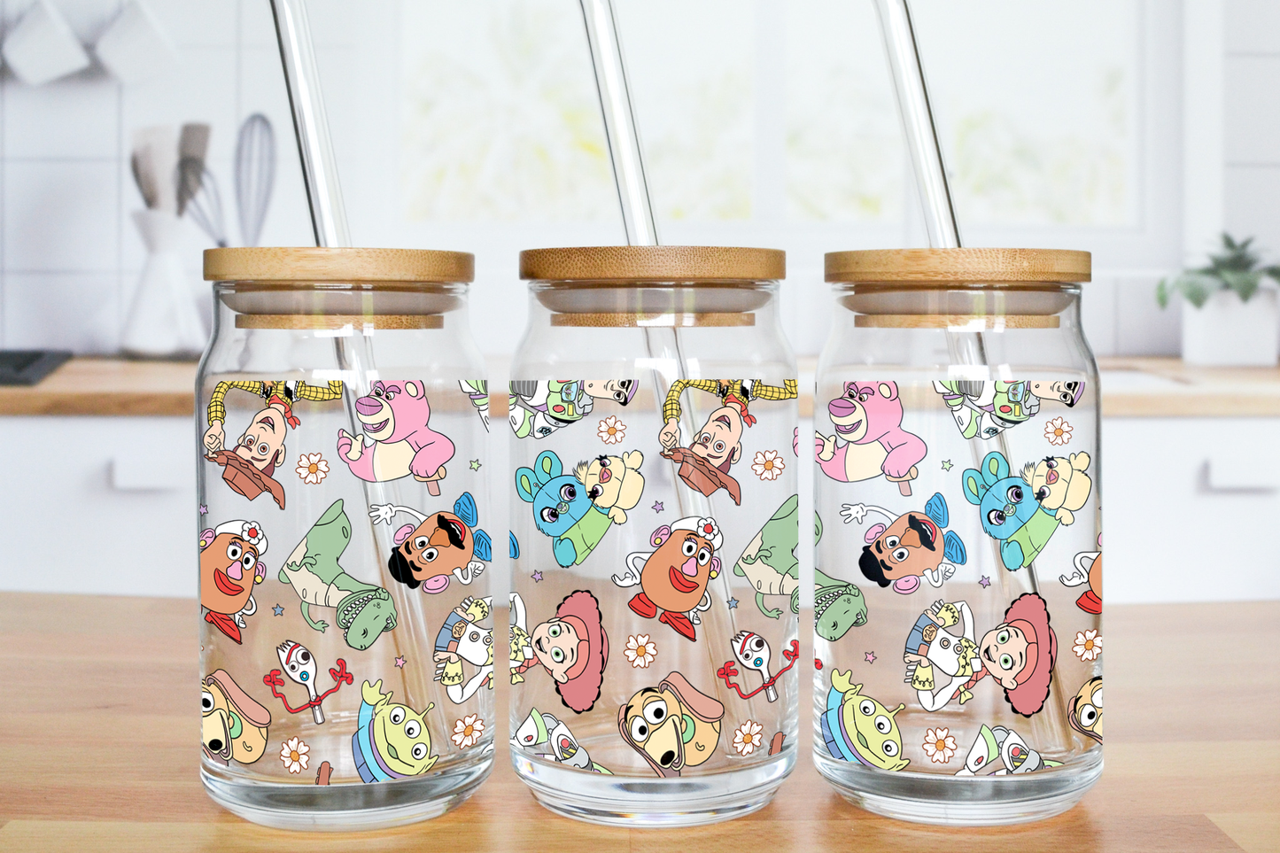 Cute Toys - UV DTF 16 oz Libbey Cup Wrap (Ready to Ship)