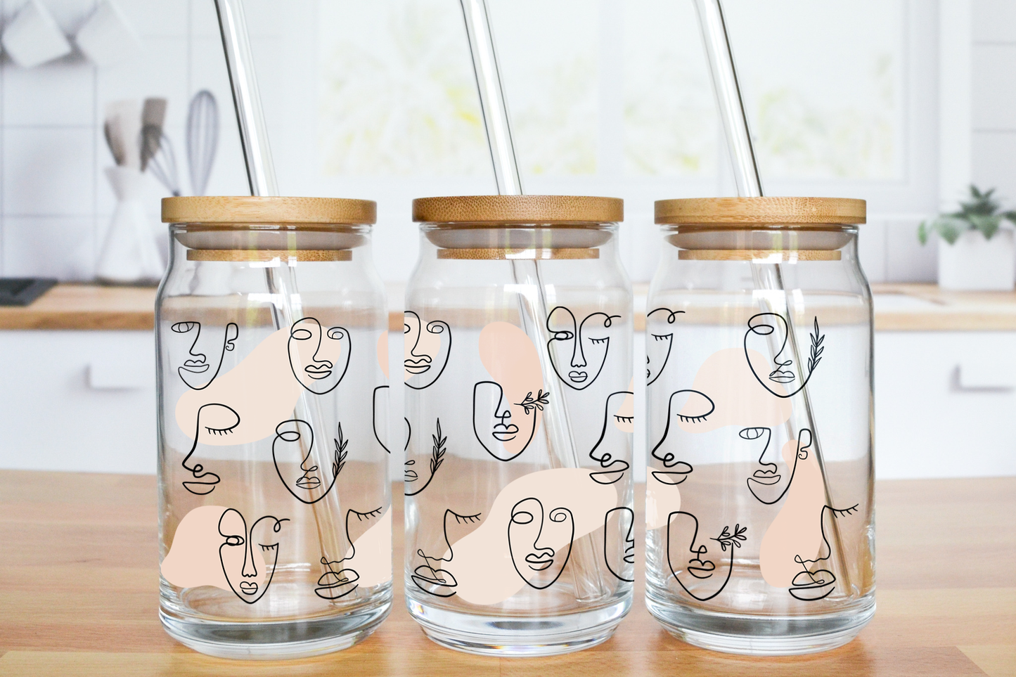 Faces - UV DTF 20 oz Libbey Cup Wrap (Ready to Ship)