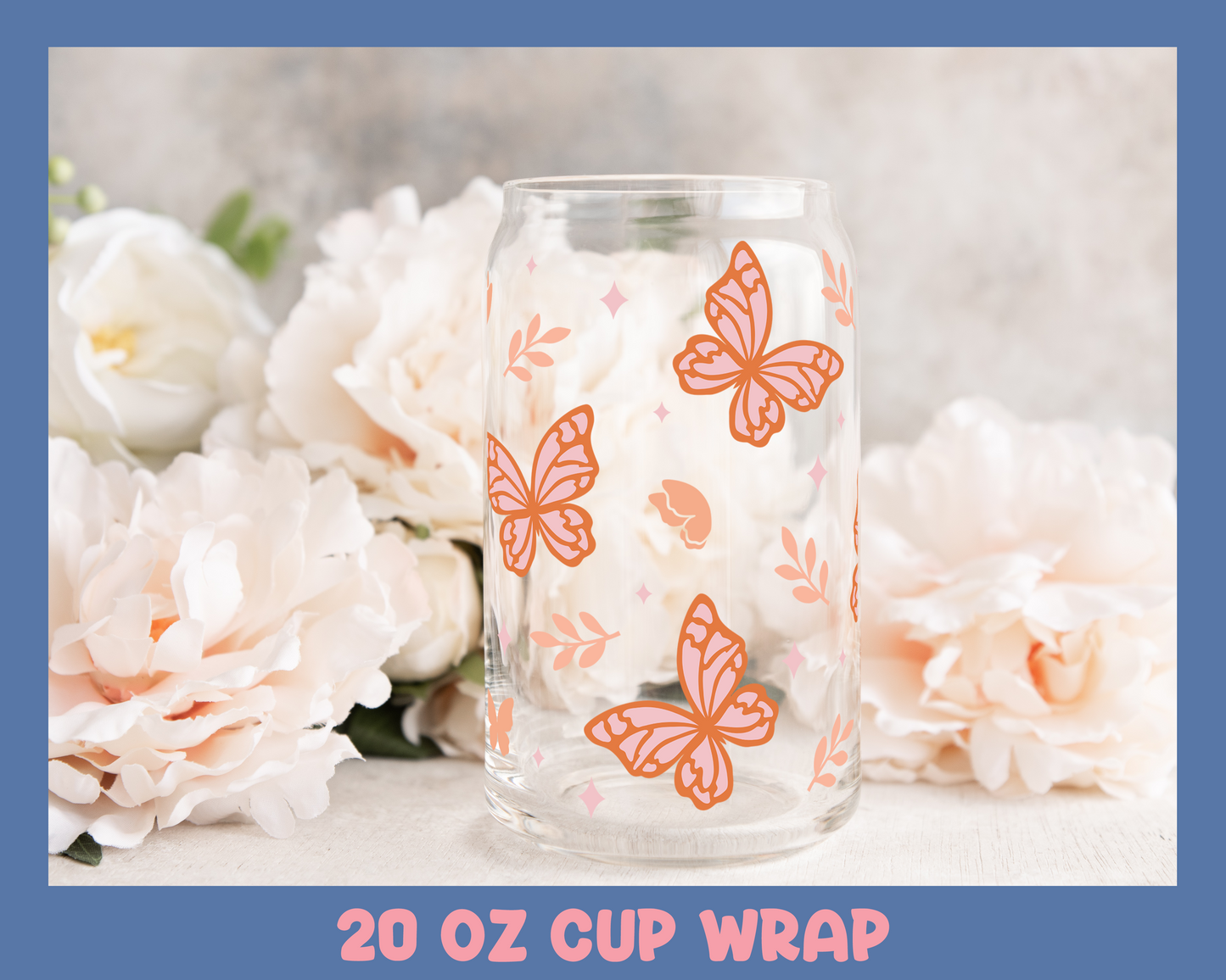 Fall Butterflies - UV DTF 20 oz Libbey Cup Wrap (Ready to Ship)