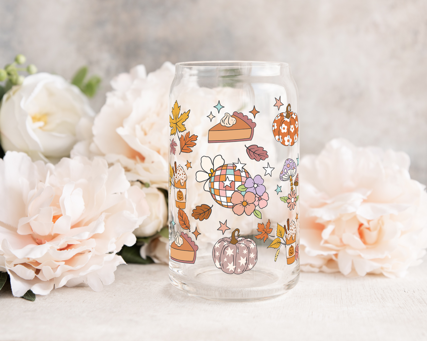 Fall Theme Doodles - UV DTF Cup Decal (Ready to Ship)