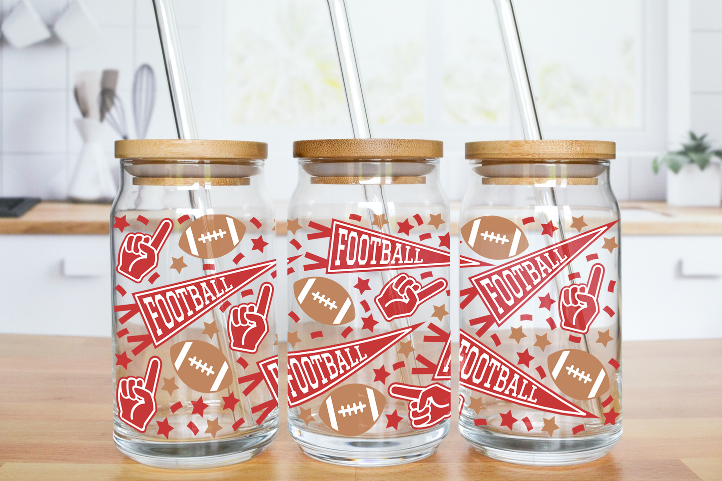 Football Game - UV DTF 16 oz Libbey Cup Wrap (Ready to Ship)