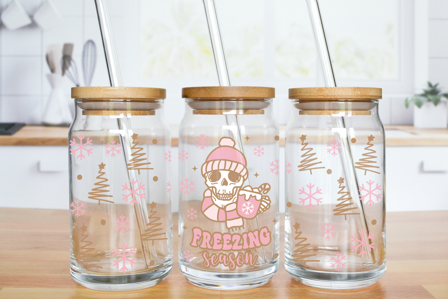Freezing Season - UV DTF 16 oz Libbey Cup Wrap (Ready to Ship)