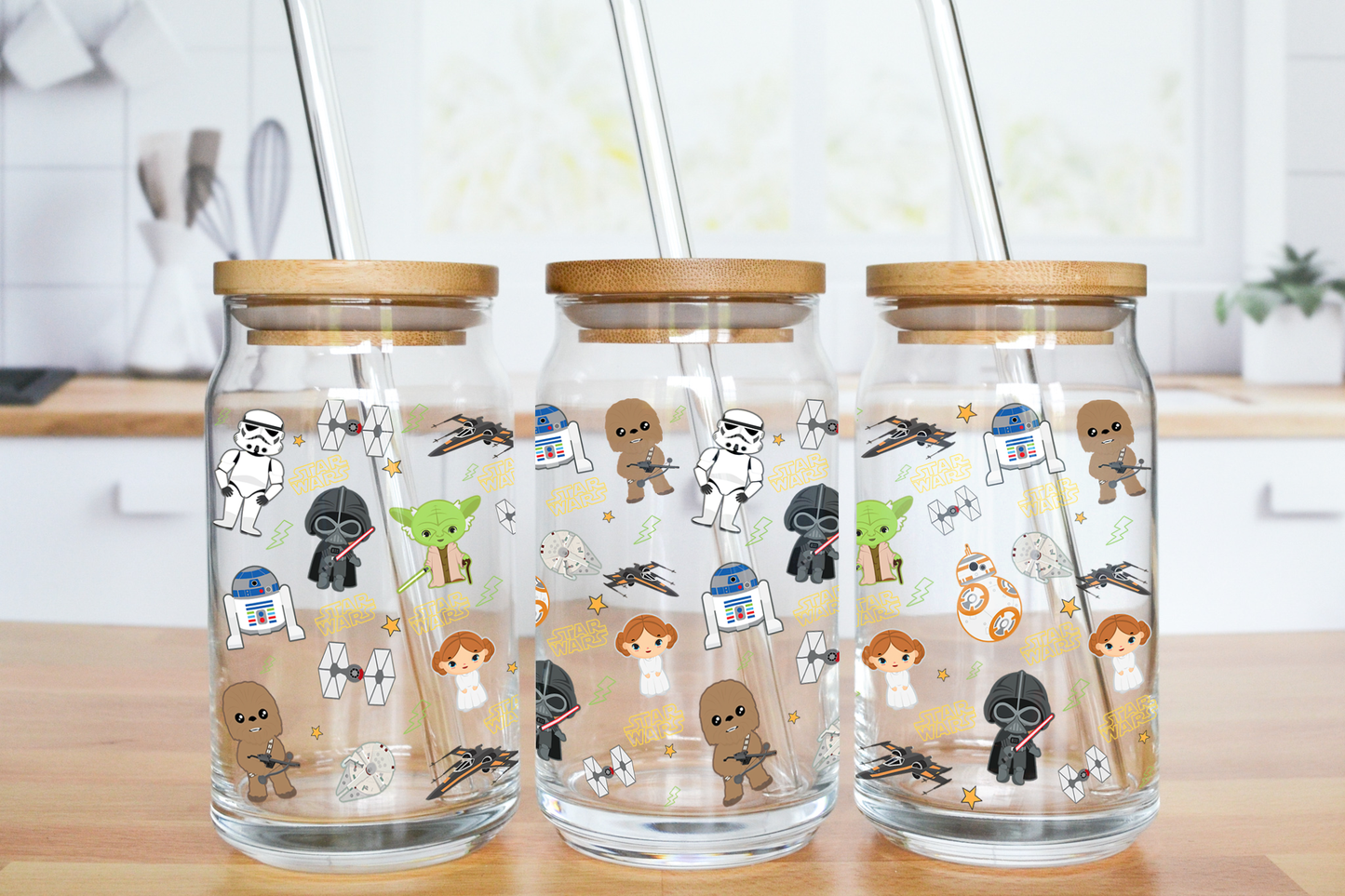 Galaxy Friends - UV DTF 16 oz Libbey Cup Wrap (Ready to Ship)